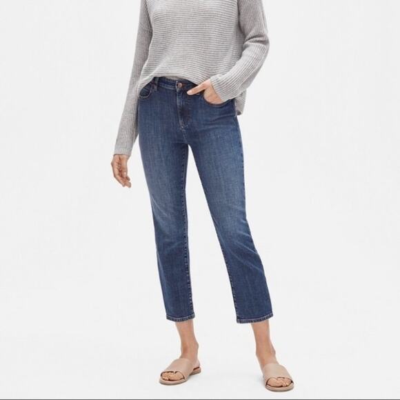 Eileen‎ Fisher Organic Cotton Stretch Straight Ankle Jeans - Picture 1 of 6